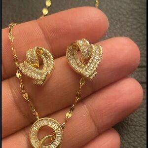 Gold and Silver Heart Earrings